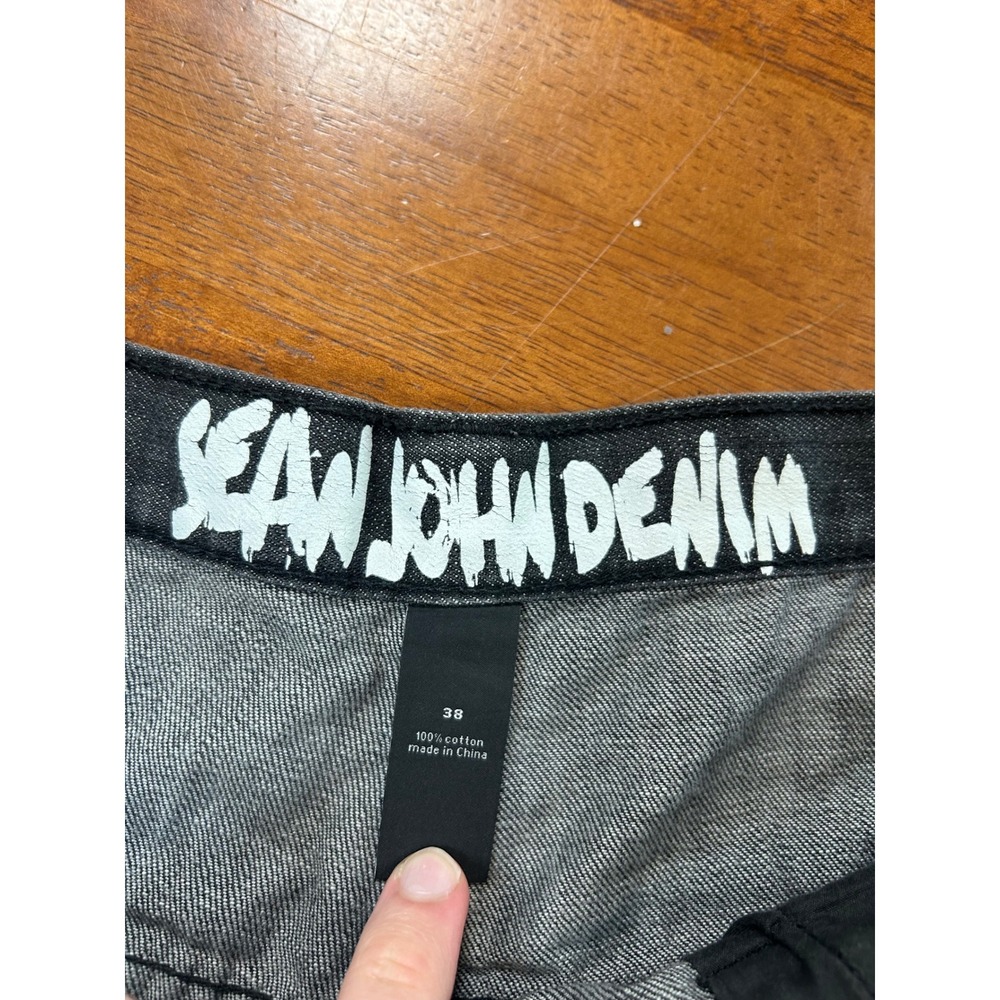 Sean John Denim Shorts Mens 38 Black Relaxed Fit Baggy Streetwear Y2K Hip Hop - Picture 4 of 12